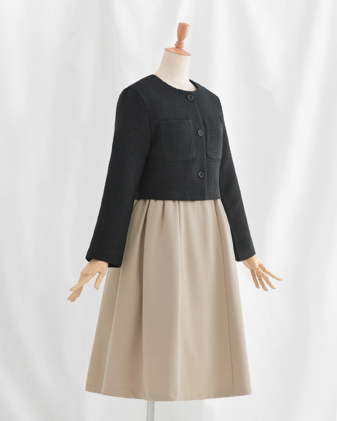 ツイード ジャケット プリムローズ】お色展開：ブラック,ホワイト