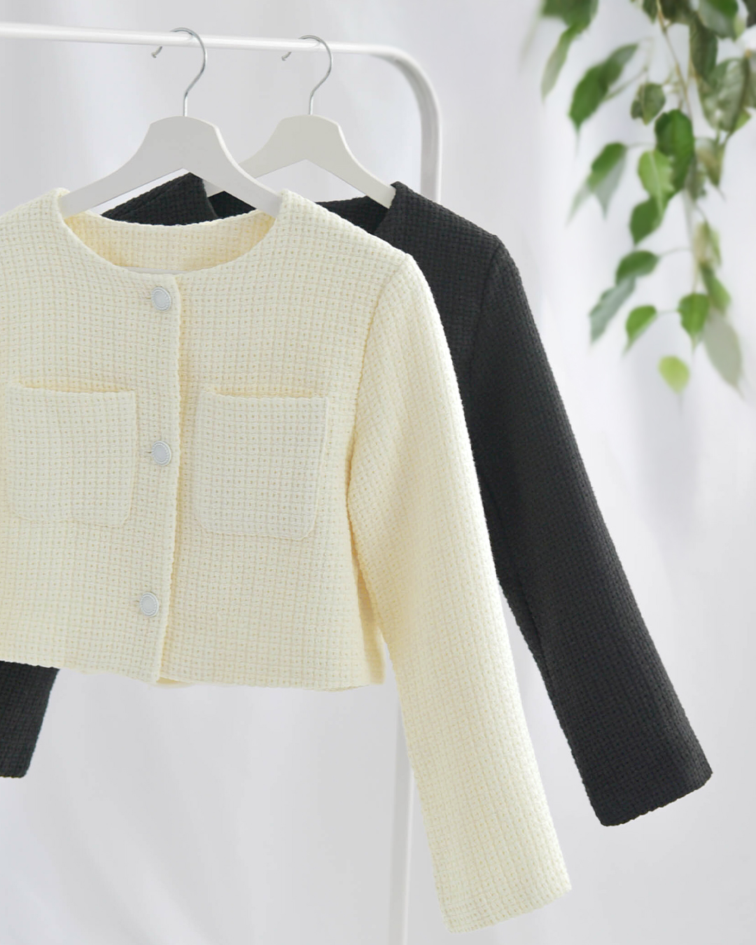 ツイード ジャケット プリムローズ】お色展開：ブラック,ホワイト