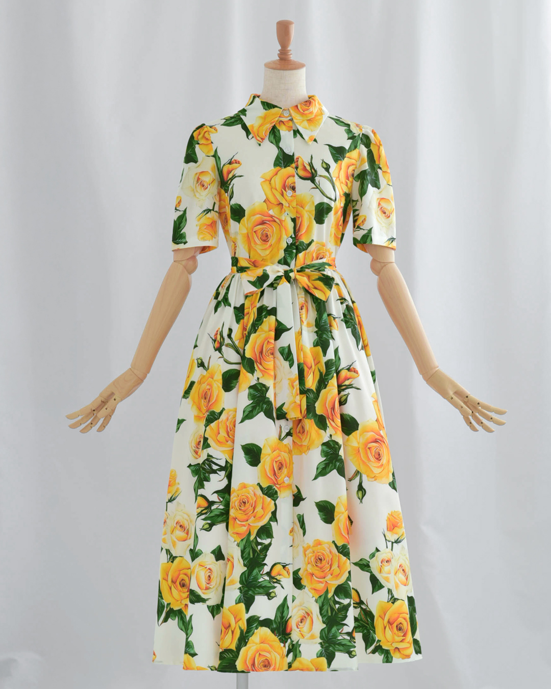 レディ ローズ ワンピース】お色展開：イエロー ／ サイズ展開：Free