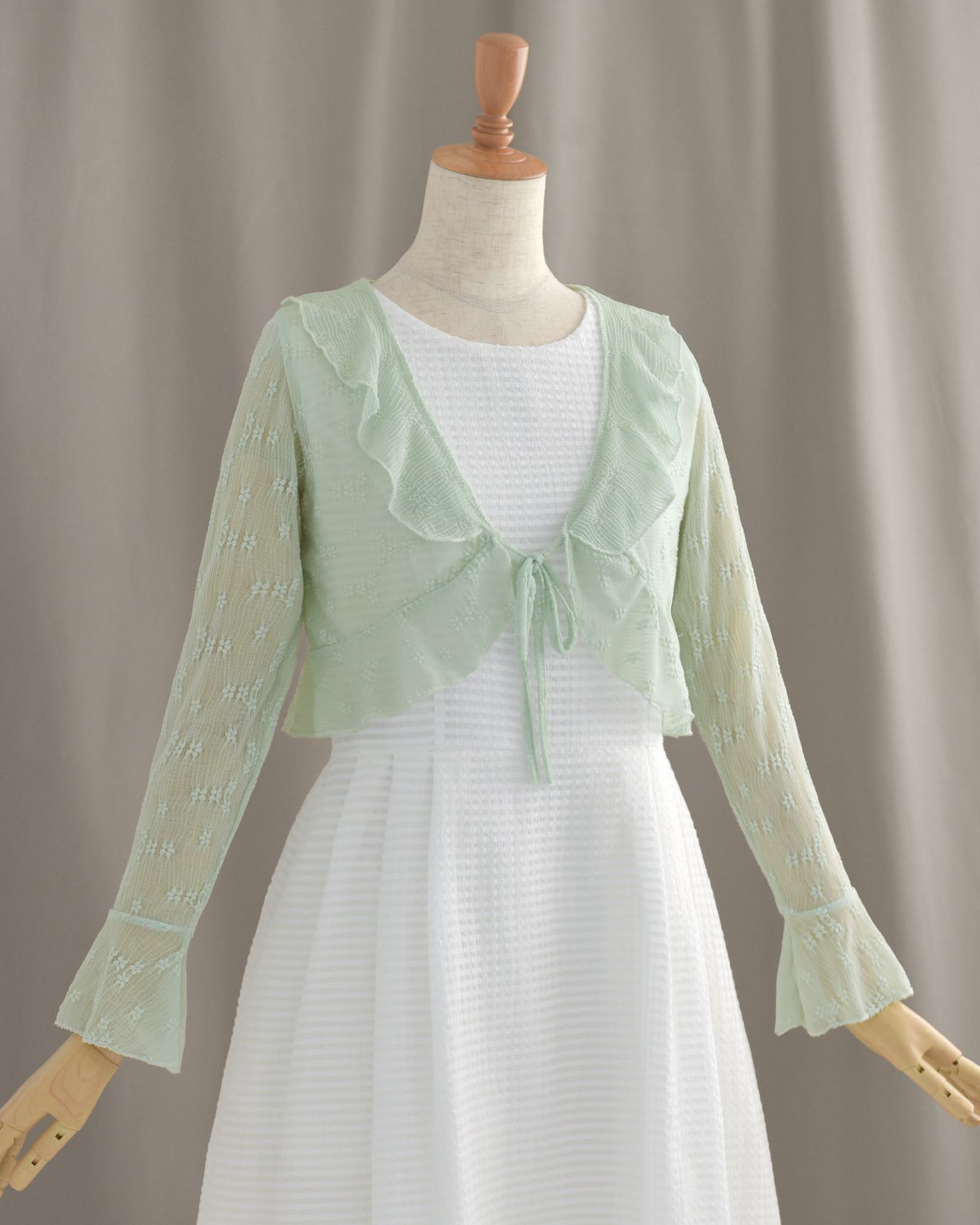 【送料無料】ボレロ風のフリフリワンピーススタイ(藍色) 送料無料】ボレロ風のフリフリワンピーススタイ(藍色) 送料無料