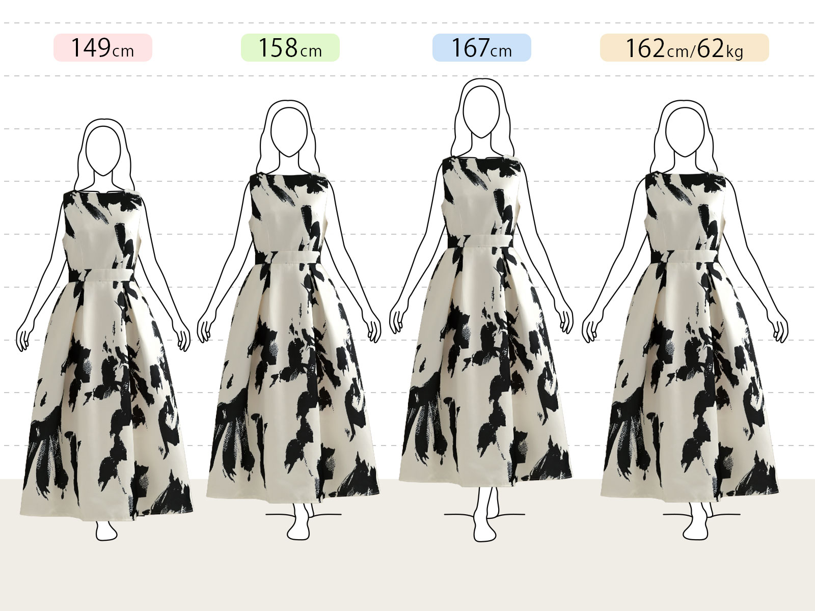 エレガントな美シルエットを描くサテンライクワンピースの体型別着用感｜レジーナ【神戸ワンピース専門店】