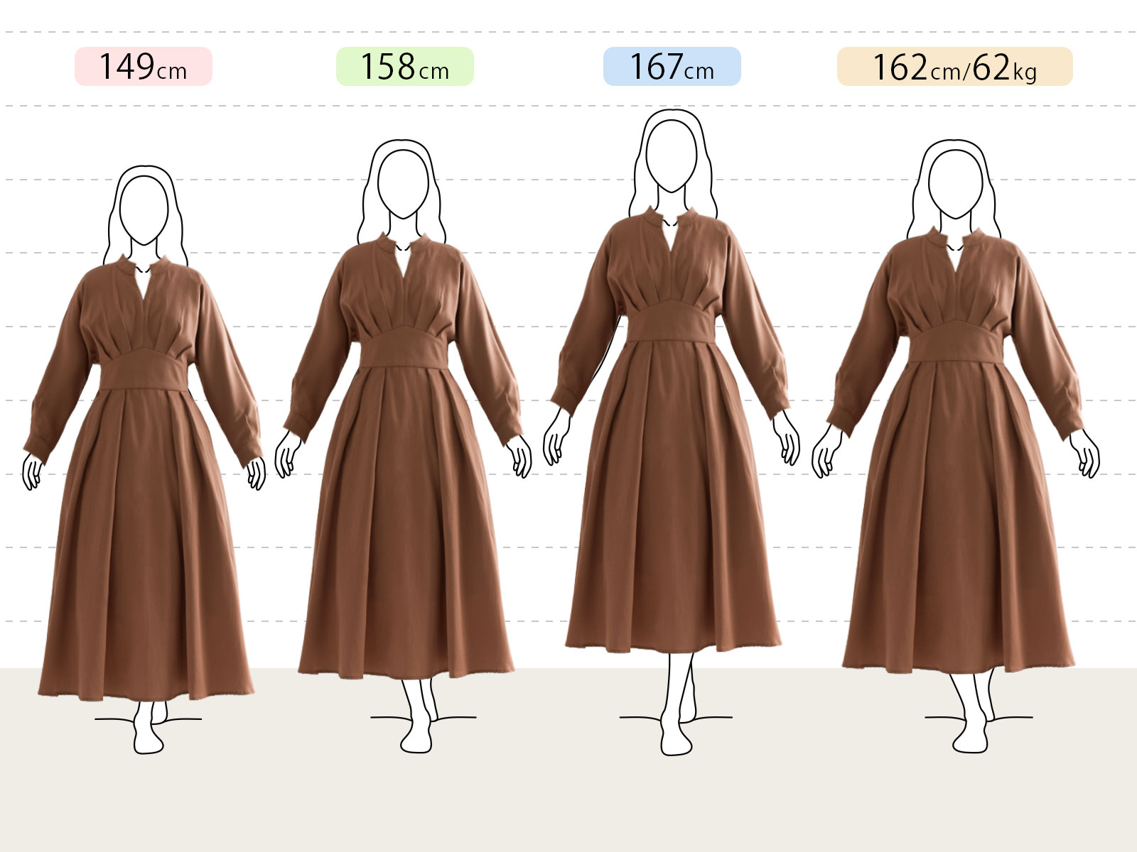 清楚で上品な印象を演出するスキッパー襟ロングワンピース｜レジーナ【神戸ワンピース専門店】