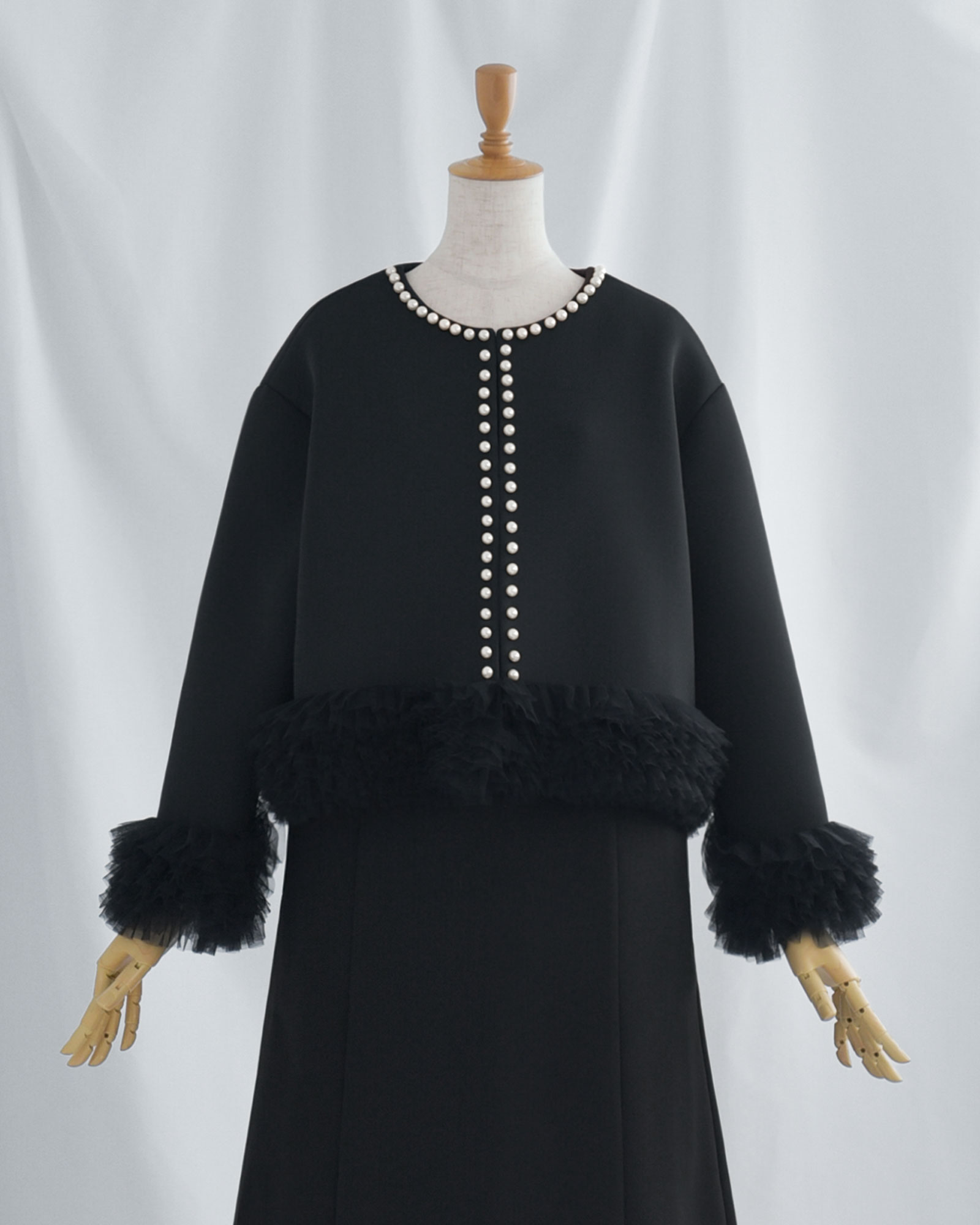 ボンディング ジャケット パールstyle】 お色展開：ベージュ,ブラック