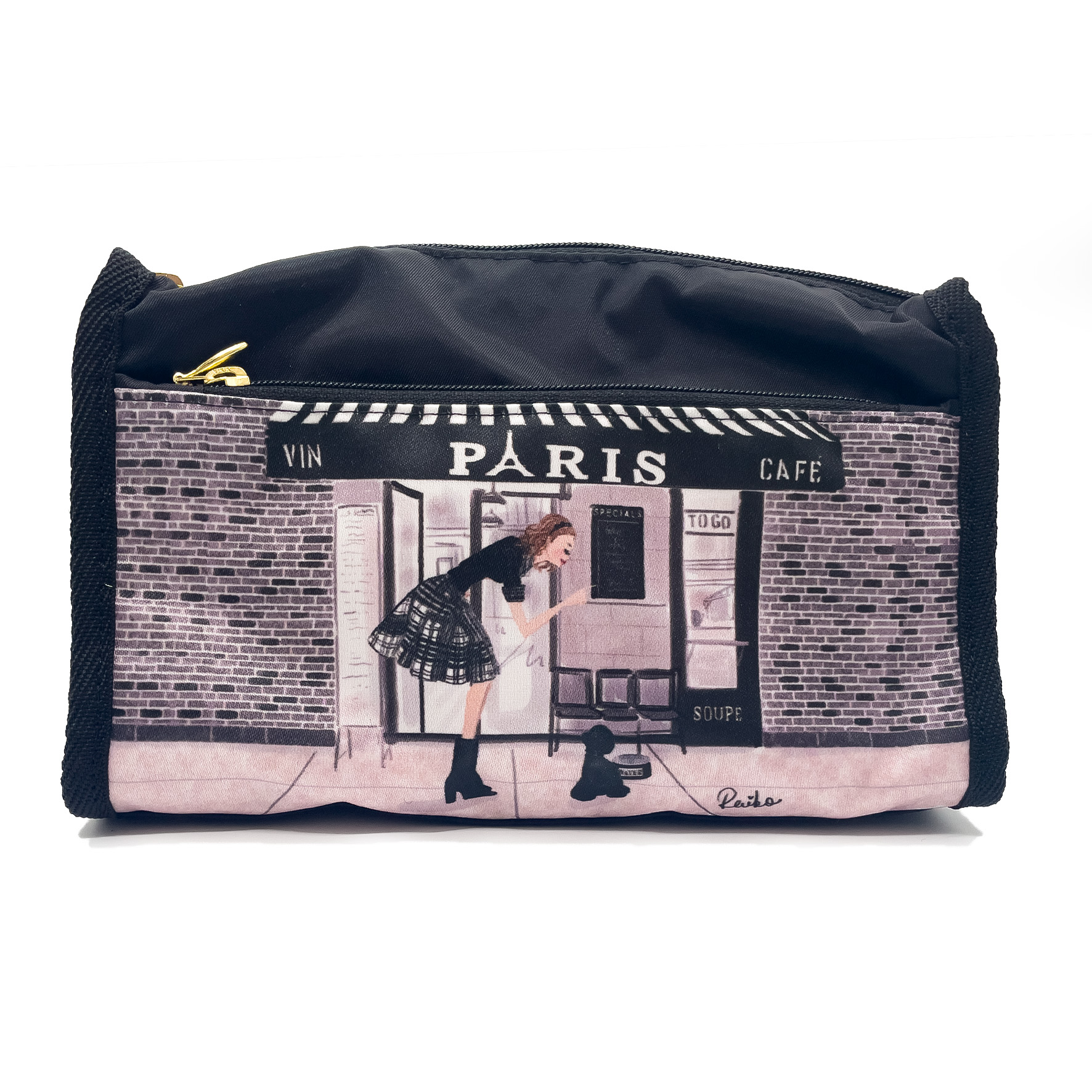 お出かけに最適】トリプルジップポーチ