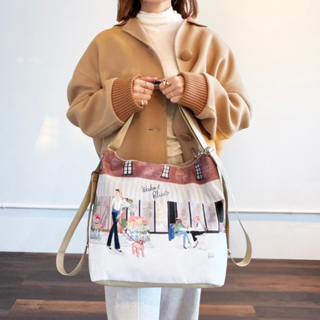 3wayバッグ　着画イメージ　トート　flowere cafe