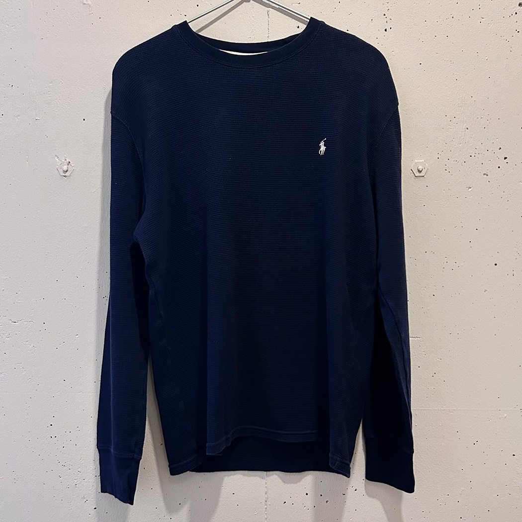 Ralph Lauren 長袖ワッフルTシャツ ネイビー