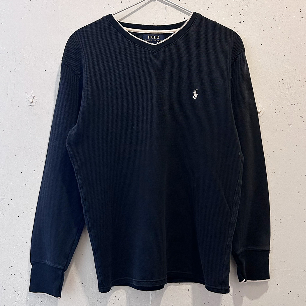 Ralph Lauren 長袖ワッフルTシャツ ブラック