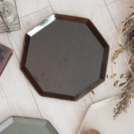 寿山窯 angle アングル 25cmプレート ブラウン