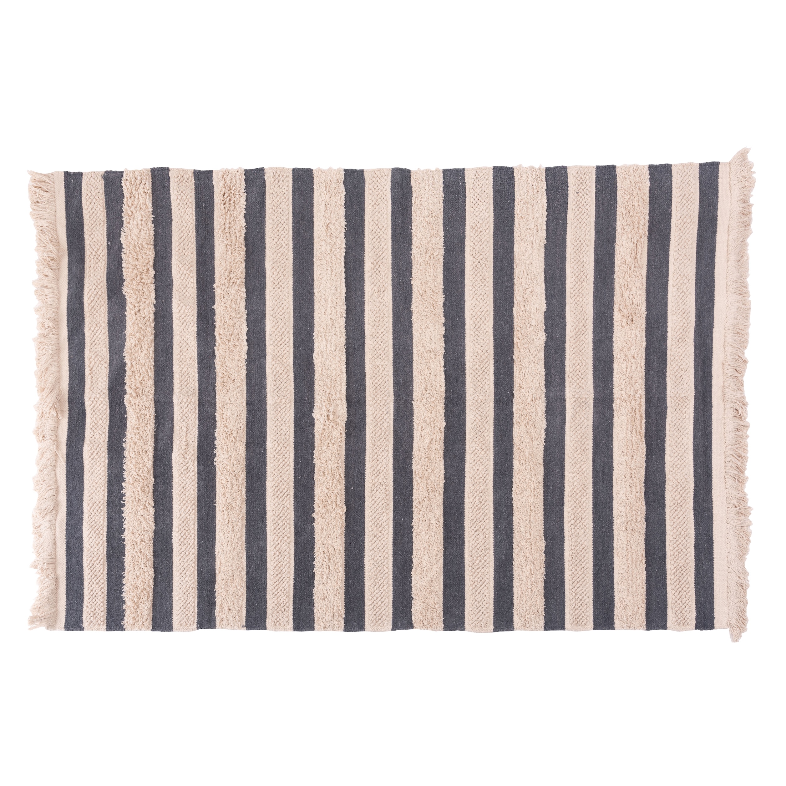 ネイビーストライプ シャギーマット 130×190