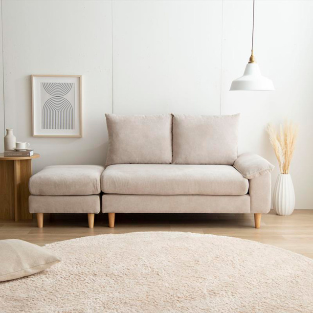 2点セット】Mellow オットマン付き2人掛けカウチソファ