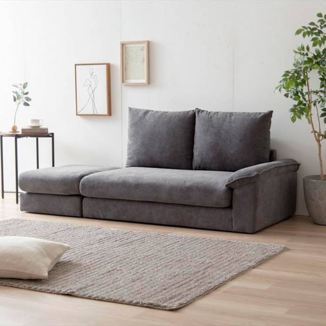 2点セット】Mellow オットマン付き2人掛けカウチソファ