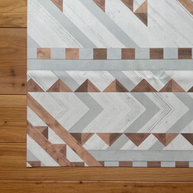 ジオメトリックウッドパネル柄ラグ/マット