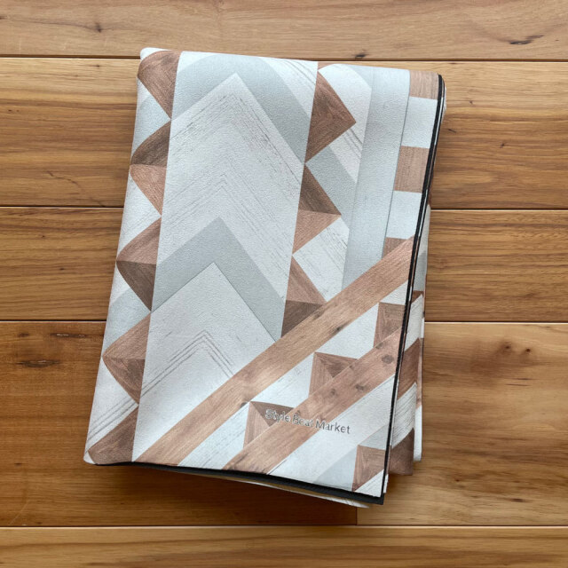 ジオメトリックウッドパネル柄ラグ/マット