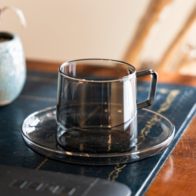 スコン グラスマグ スクエア グレー