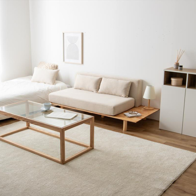 幅150cm】Monica 2人掛けサイドテーブル付きソファ