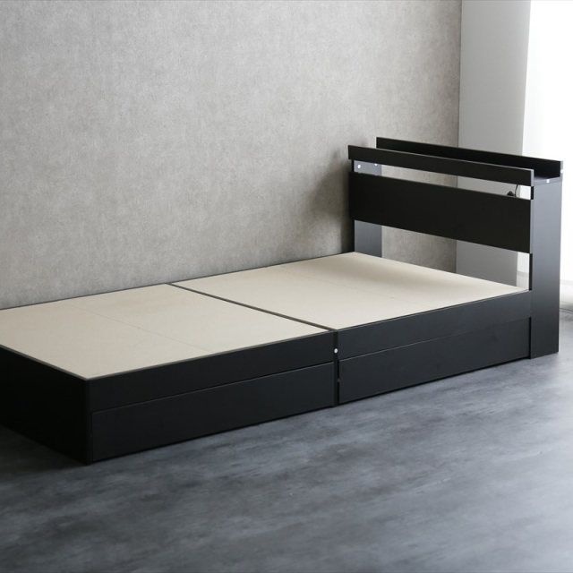 【シングル】Pluto 収納付きベッド(マットレス付き)