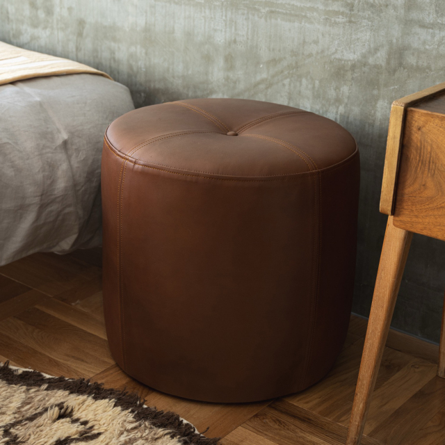 CY LEATHER STOOL