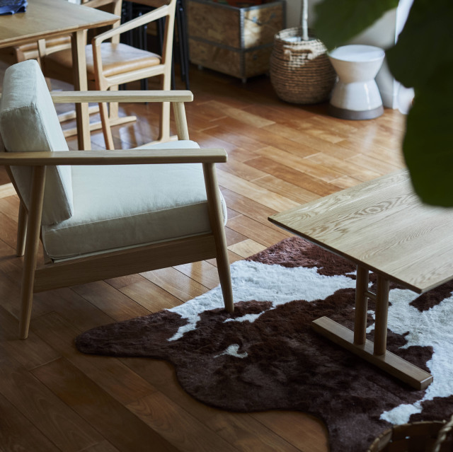 ブラウン カウ柄ラグ 160x220cm カウ柄ラグマット ブラウン 160×220