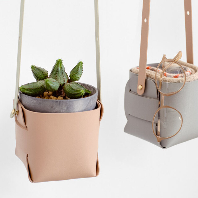 SOFT LEATHER POT / Red Beige