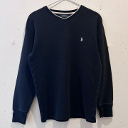 Ralph Lauren 長袖ワッフルTシャツ ブラック