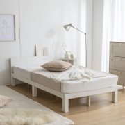 【シングル】Ruhe コンセント付きすのこベッド/ホワイト