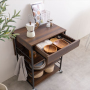 【幅36～69cm】Cammy 伸縮式キッチンワゴン