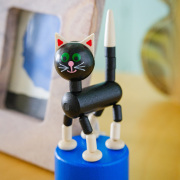 DETOA Wooden Push Up Toy  Black Cat.