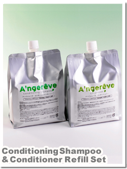 【特別セット割引・送料無料】美容院専売　詰替用パック　A'ngereveコンディショニングシャンプー(1000mL)＆コンディショナー(1000g）
