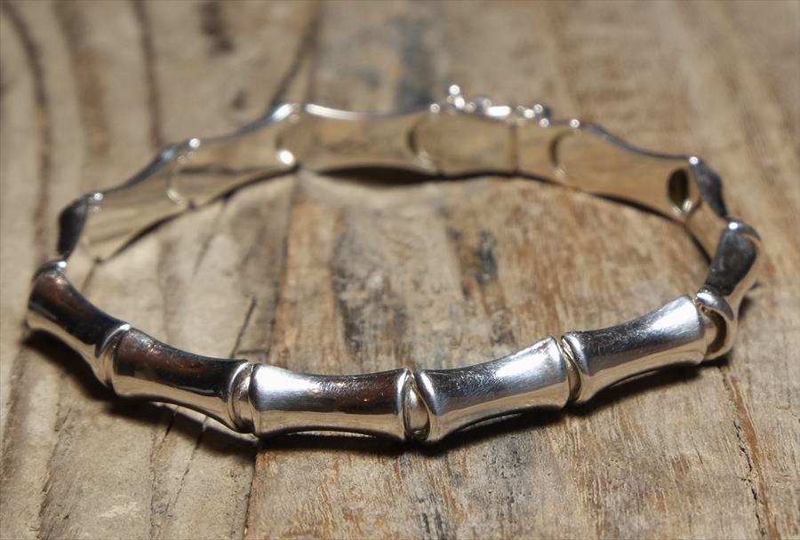 ヴィンテージ イタリア シルバー (B072) ビンテージ アクセ バンブー ジュエリー ブレスレット レア Vintage Itary Silver 925  Bracelet Bamboo