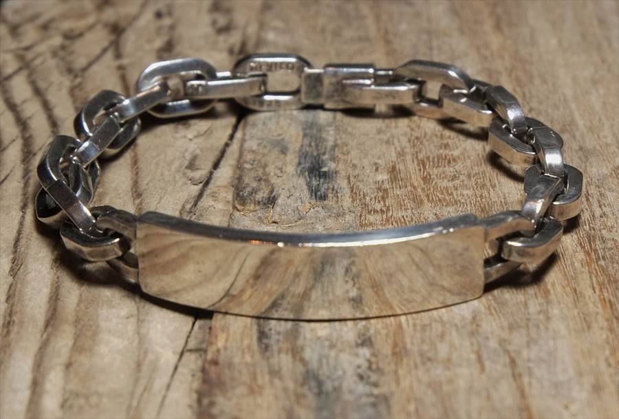 ヴィンテージ メキシカン シルバー (B076) ビンテージ アクセ バングル IDブレスレット ボリューム  レア Vintage Mexican Silver 925 Bracelet