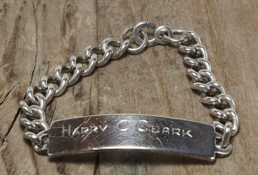 ヴィンテージ  シルバー (B087) ビンテージ アクセ バングル IDブレスレット  レア　 Vintage Silver 925 Bracelet