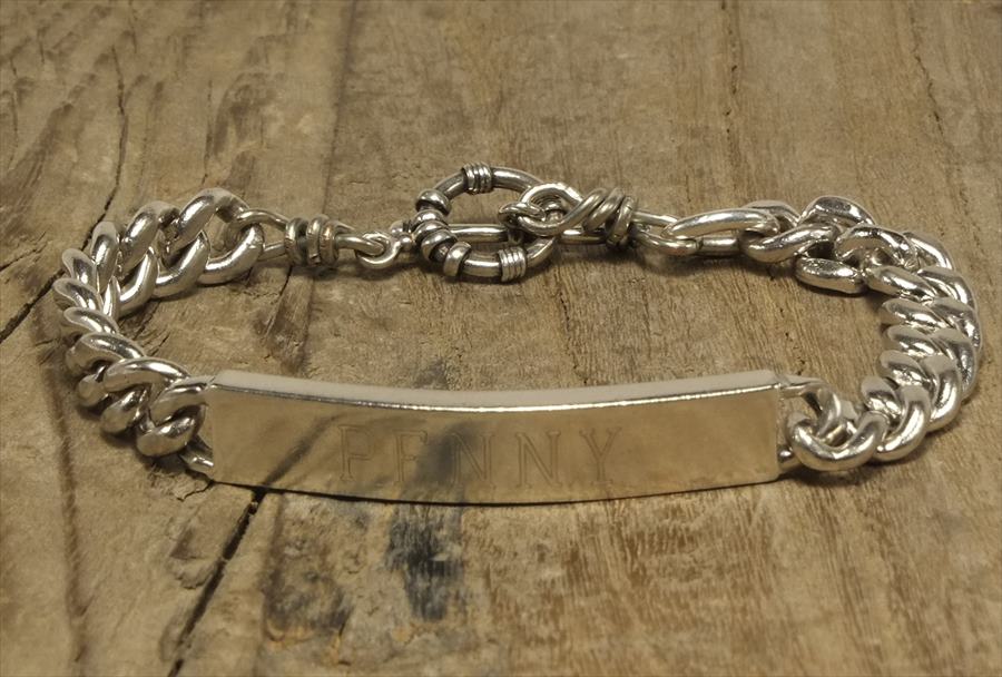 ヴィンテージ  シルバー (B091) ビンテージ アクセ バングル IDブレスレット 刻印 人気　 Vintage Silver 925 Bracelet