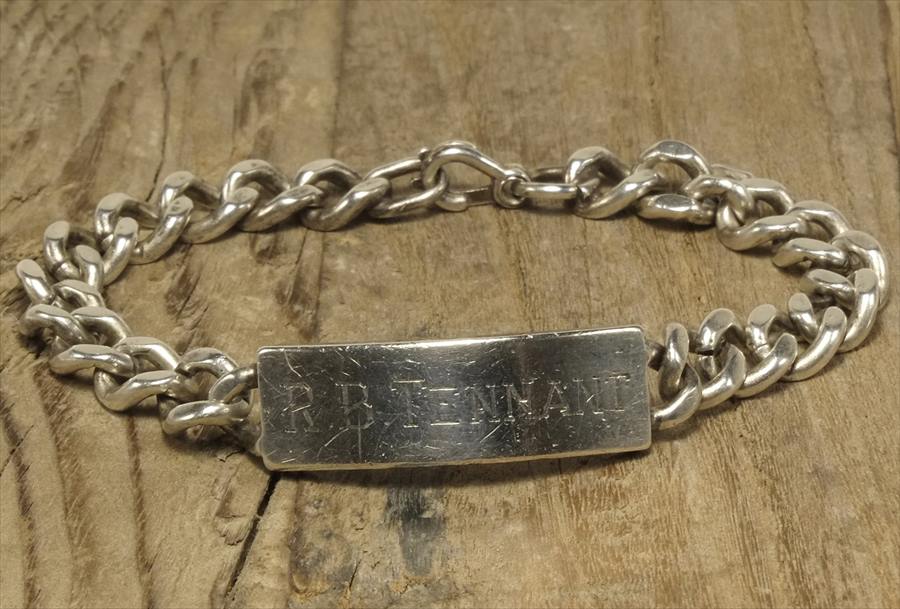 ヴィンテージ  シルバー (B092) ビンテージ アクセ バングル IDブレスレット 刻印 人気　 Vintage Silver 925 Bracelet