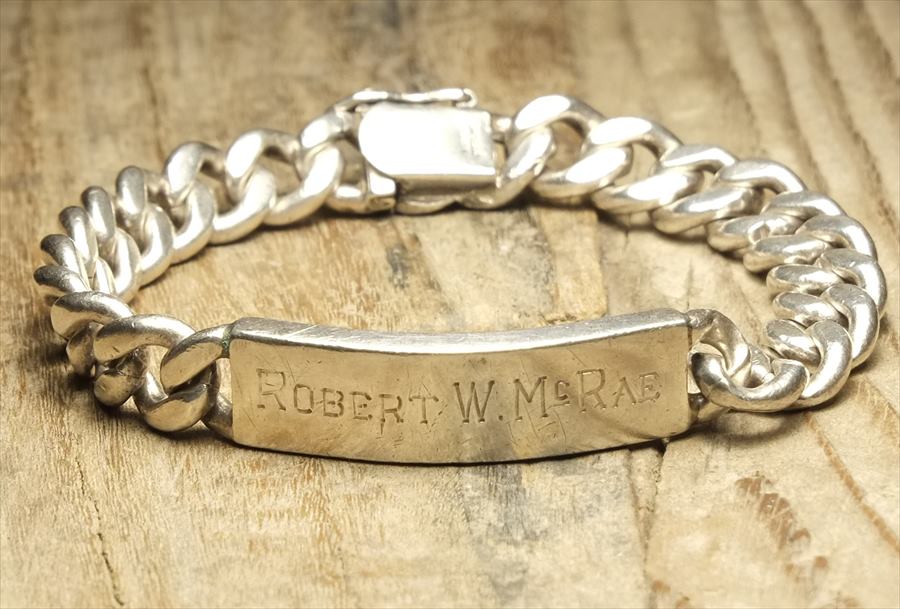 ヴィンテージ  シルバー (B101) ビンテージ アクセ バングル IDブレスレット 人気　 Vintage Silver 925 Bracelet