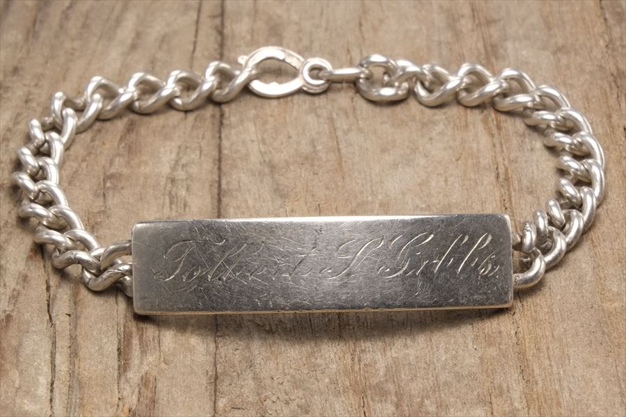 IDブレスレット ヴィンテージ シルバー 925 ジュエリー (B142)