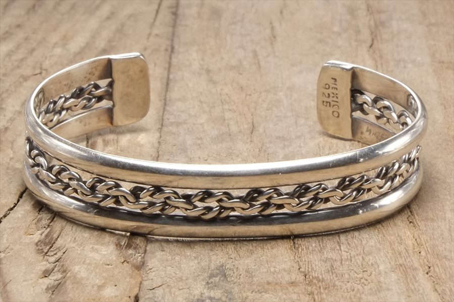 バングル ブレスレット メキシカン ジュエリー ヴィンテージ シルバー 925 (B147)