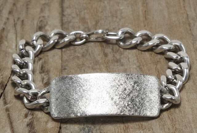 ヴィンテージ  シルバー (B086) ビンテージ アクセ バングル IDブレスレット 1944s レア Vintage Silver 925 Bracelet