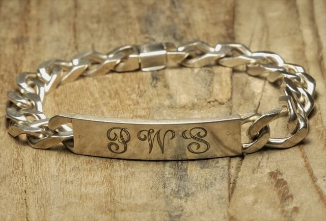 ヴィンテージ  シルバー (B099) ビンテージ アクセ バングル IDブレスレット 刻印 人気　 Vintage Silver 925 Bracelet