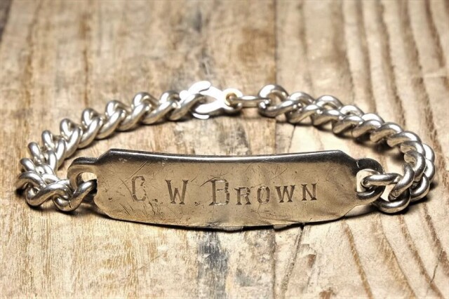 WWII期 IDタグ オーバルプレート 925 シルバー ヴィンテージ 赤い ミリタリ 