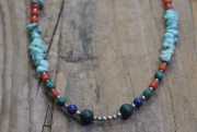 ヴィンテージ　 シルバー925　ターコイズ コーラル ネックレス （N010) Vintage  Silver 925 Turquoise Coral Necklace