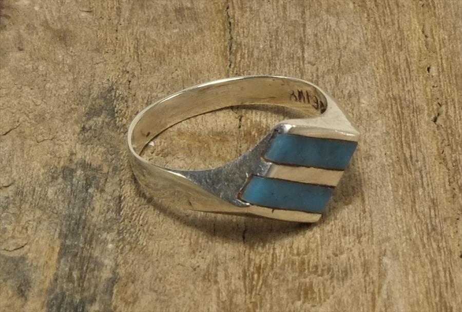 ヴィンテージ　メキシカン　シルバー 925 （R048) ジュエリー アクセ  ひし形 ターコイズ　Vintage Mexican Silver 925 Ring