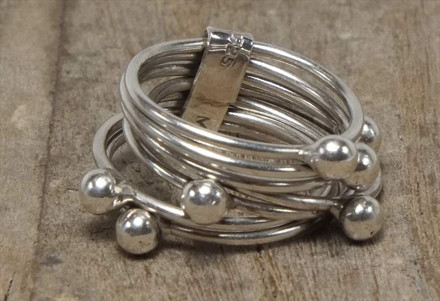 ヴィンテージ　メキシカン　シルバー 925 （R041) ジュエリー アクセ  ７連リング　Vintage Mexican Silver 925 Ring