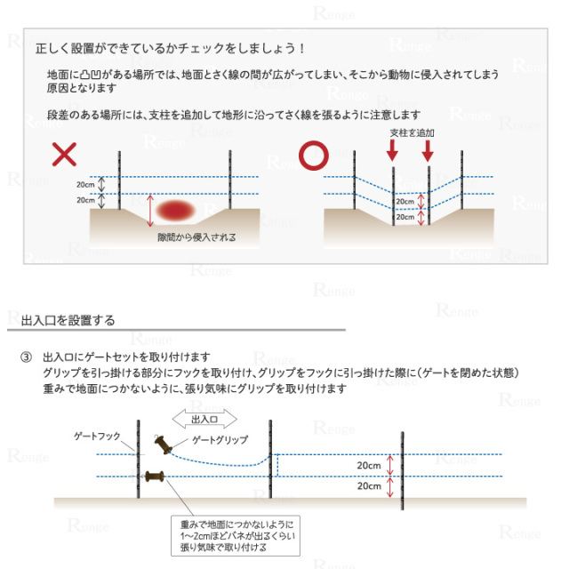 FRP93支柱　2段張り100ｍ　設置方法