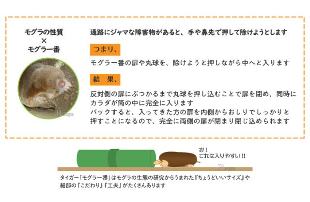 モグラに困ったら捕獲がいちばん 筒型両面扉式 モグラ捕獲器 タイガー モグラ一番 2本セット Tmi 2 モグラ対策 Renge レンゲ