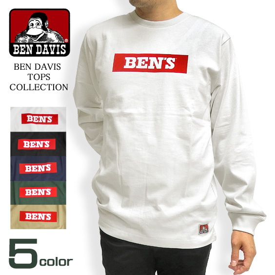 BEN DAVIS Tシャツ ボックスロゴ 長袖Tシャツ メンズ ベンデイビス ロンT バックプリント BEN-1202