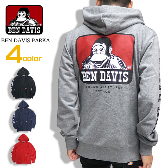 BEN DAVIS パーカー ゴリラプリント ジップパーカー メンズ ベンデイビス トップス スウェット BEN-1233