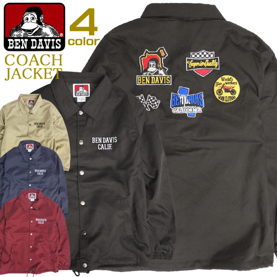 BEN DAVIS ジャケット ワッペン刺繍 コーチジャケット メンズ ベンデイヴィス ロゴ 刺繍 アウター BEN-1254