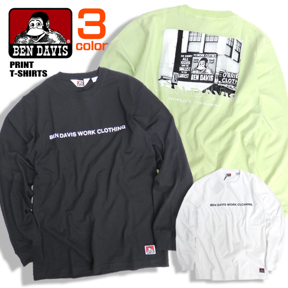 BEN DAVIS Tシャツ フォトプリント 長袖Tシャツ メンズ ロンT ベンデイビス ロゴ トップス BEN-1285