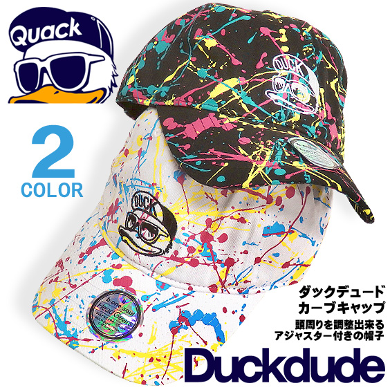 DUCK DUDE キャップ スプラッシュ柄 ローキャップ メンズ ダックデュード 帽子 アヒル刺繍 ペンキ CAP-034