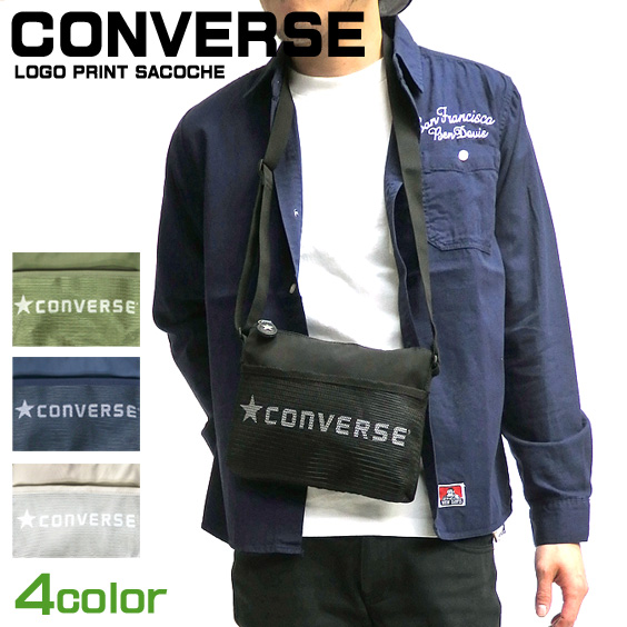 CONVERSE サコッシュ コンバース ショルダーバッグ ロゴプリント メッシュポケット バッグ CONVERSE-013